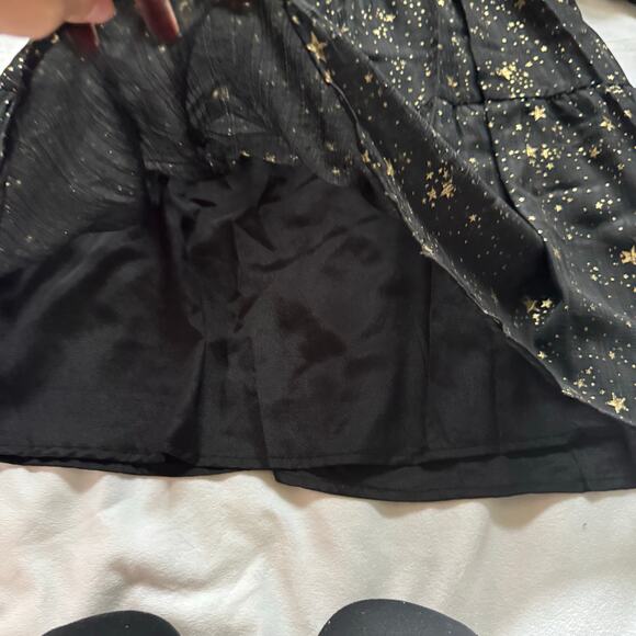 Nasty Gal Metallic Star Print Puff Sleeve Baby Doll Tiered Mini Dress 8 - Picture 7 of 7